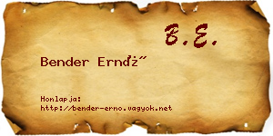 Bender Ernő névjegykártya