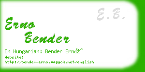 erno bender business card